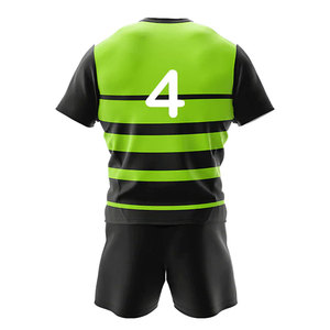 Ensembles d'uniformes de rugby de haute qualité en gros, 100 % polyester, impression numérique personnalisée sur le devant, ensemble maillot et short de rugby - Product Image 3