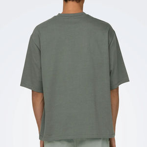 T-shirt d'été respirant uni à marque privée, coupe décontractée, épaules tombantes, pour hommes, disponible dans toutes les tailles - Product Image 2