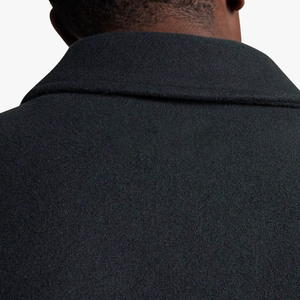 Unisex Black Varsity <b>Jacket</b> Stand Collar Double Breasted Casual Winter Wear <b>Fleece</b> Windproof <b>Thick</b> Streetwear Regular Fit - Product Image 3