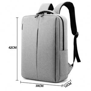 Mochila Oxford Gris Minimalista de 15 Pulgadas, con Puerto USB, Unisex, para Portátil, Cierre de Cremallera, Correa Desmontable - Product Image 3