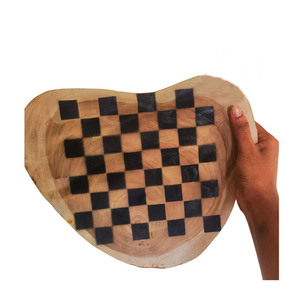 Handcrafted <b>Wooden</b> <b>Chess</b> <b>Set</b> Featuring A Unique Organic Live Edge Design Complete With Carved Pieces For Family Enjoyment - Product Image 3
