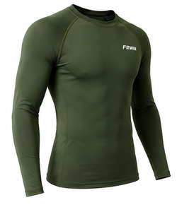 FEWIN Rash Guard Unisexe Vert Olive Séchage Rapide Compression Anti-Bactérien Écologique Spandex/Polyester Manches Longues Haut de Sport - Product Image 5