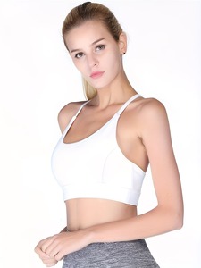 Women Mesh Back Strappy Sports Bra Scoop <b>Neck</b> <b>Padded</b> Yoga Crop Top Breathable Fitness Workout Tank Activewear Blanks - Product Image 3