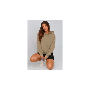 Sweat à capuche surdimensionné en molleton uni pour femme, pull à manches longues, coupe décontractée, style streetwear - Product Image 4