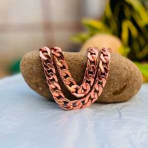 Vintage <b>Copper</b> Curb Chain Bracelet Retro Urban Jewelry Handmade Statement Accessory Premium Fashion Gift For Women Men - Product Image 4