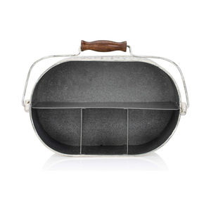 Porte-ustensiles en métal galvanisé style ferme, support à couverts en acier avec poignée, organiseur rond en fer blanc pour comptoir de cuisine et table à manger - Product Image 6