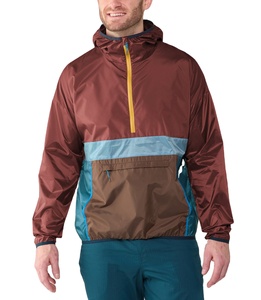 Custom Overhead Half Zip Waterproof Polyester <b>Pullover</b> Windbreaker Black Streetwear Color Blocking <b>Jacket</b> for <b>Men</b> - Product Image 2