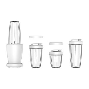 Juego de Licuadora de 10 Piezas, Color Blanco Ártico, 300W, 3 Recipientes (10oz, 16oz, 18oz), 2 Tapas para Beber, Cuchilla de Acero Inoxidable con Picador, Enchufable - Product Image 1