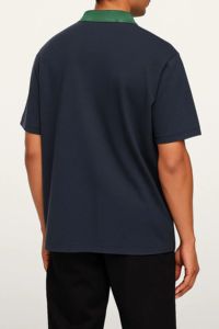 Polo de Hombre 240GSM 100% Algodón, Corte Holgado, Diseño Personalizado, Cuello Negro con Contraste Beige, Camisetas Polo para Hombre - Product Image 5