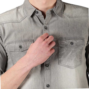 Camisa de Mezclilla Casual de la Mejor Calidad para Hombre 2026, con Logotipo Personalizado, Manga Larga, Algodón, Transpirable, Alta Visibilidad - Product Image 2