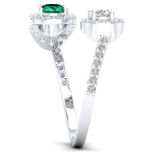 Anillo de Compromiso Minimalista REYES de Oro Sólido de 14K con Moissanita, Corte Redondo de Lujo, Gema Esmeralda de 0.35 Quilates, Anillos Ajustables - Product Image 3