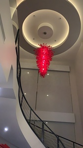 Đèn Chùm Thủy Tinh Murano Màu Đỏ Sang Trọng Cầu Thang LED Bóng Đèn Treo Hiện Đại Cố Định Lối Vào Cầu Thang Treo Xoắn Ốc Đèn Dài - Product Image 6