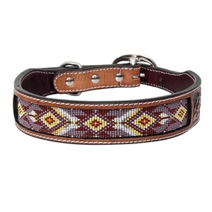 ปลอกคอสุนัขหนังวัวลูกปัดแกะสลักด้วยมือสไตล์หรูหราพร้อมหมุดบุนุ่มตกแต่งผู้ผลิตโดยตรง - Product Image 3