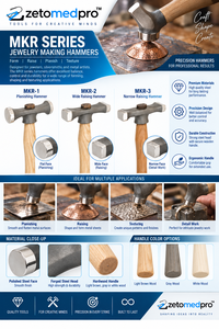 MKR Jewelry Hammers MKR-1 Planishing MKR-2 Wide Raising MKR-3 Narrow Raising 10in Wood Steel ZETOMEDPRO - Product Image 4