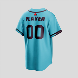 Maillot de baseball unisexe Cheerwar bleu clair à manches courtes, boutonné sur le devant, imprimé sérigraphié avec le nom de l'équipe, évacuation de l'humidité, 100 % coton - Product Image 3