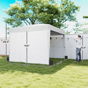 Tenda a Baldacchino Bianca 3x3 Metri con Pareti Laterali UPF50+, Riparo Istantaneo Portatile per Esterni con Borsa per il Trasporto - Product Image 3