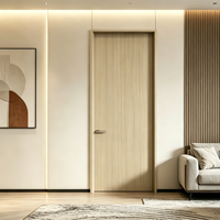 Portes intérieures de maison en alliage d'aluminium à grain de bois, étanches, insonorisées, à ouverture latérale, pour villa, chambre et salle de bain, surface finie