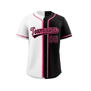 Maillot de baseball personnalisé d'hiver, écologique, sublimé, pour homme, manches courtes, boutonné, blocs de couleur, nom et numéro de l'équipe, logo avant - Product Image 5