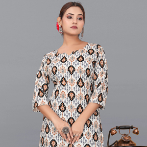 Ensemble de vêtements de détente en tissu magique imprimé blanc doux au toucher, 2 pièces, respirant, col rond, survêtement pour femmes, pantalon assorti - Product Image 1