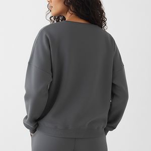 Sweat-shirt à col rond en coton épais 100 % avec fermeture boutonnée, style hip-hop, grandes tailles, prix de gros abordable - Product Image 4