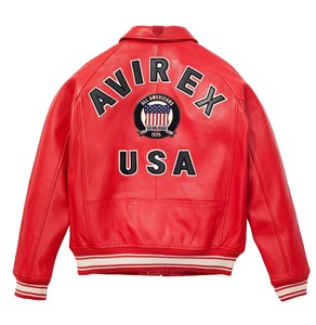 2026 Avirex Red PU Leather Bomber <b>Jacket</b> Men Moto Style Embroidered Patch Front Zipper Turn-down Collar Autumn Wear Men's <b>Jacket</b> - Product Image 2