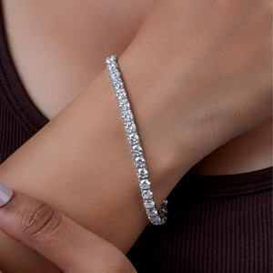 Pulsera de tenis de lujo con 30 diamantes redondos brillantes cultivados en laboratorio para mujer, certificada por IGI, oro de 14K, elegante para bodas y fiestas - Product Image 4