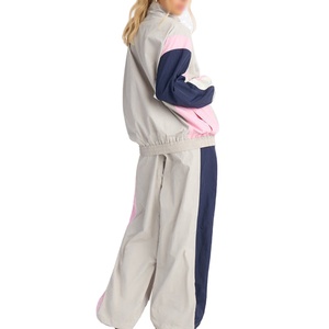 OEM Women's Heavyweight 100% Nylon Oversized Windbreaker Tracksuit Set <b>Zip</b>-<b>Up</b> <b>Jacket</b> & Wide-Leg Pants Color Block Sportswear - Product Image 6
