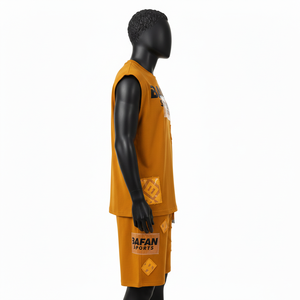 Conjunto deportivo de verano sin mangas para hombre, tela suave de algodón y poliéster, paneles con logo transferido por calor, conjunto de camiseta sin mangas y pantalones cortos para hombre - Product Image 3