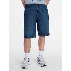 Venta al por mayor directa de fábrica, OEM personalizado, shorts de mezclilla sólidos ecológicos lavados para hombre, estilo urbano, 100% algodón, shorts holgados y sueltos. - Product Image 4