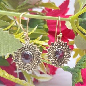 Hot Selling <b>Garnet</b> Gold Plated <b>Earring</b> Handmade Brass Gold Gemstone <b>Earring</b> Fashion Dangle Drop Jewelry - Product Image 1