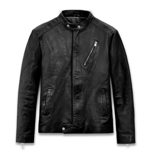 Casual Leather Jacket Men Custom logo Designer Blank Pure Plus Size Men's Leather Jackets For Sale In Wholesale Price - Product Image 1
