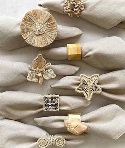 Handmade <b>Bamboo</b> Napkin Rings Bohemian Style Irregular Shape Home <b>Table</b> Decoration 6Pcs Set - Product Image 1