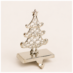 Wholesale Silver Crystal Christmas Tree <b>Stocking</b> <b>Holder</b> Heavy Duty Metal Mantle Hanger With Jeweled Details For Festive Holiday - Product Image 3