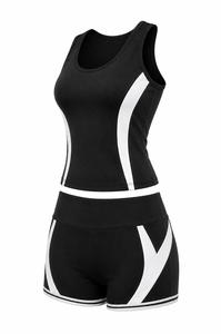 Ensemble de yoga 2 pièces pour femme : débardeur dos nageur à col rond et short taille haute, color block, rayures contrastées, séchage rapide, sans coutures, sport - Product Image 5