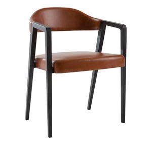 Handcrafted Solid Wood Modern Dining Chair Ergonomic Armrest Backrest Light Upholstered Leather Seat Premium Quality Furniture - Product Image 6
