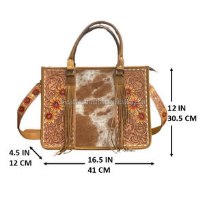 ¡Novedad de 2025! Bolso de mano de cuero de vaca genuino con herramientas manuales de girasol, bolso de mano oculto, bolso de mano de cuero tallado occidental - Product Image 2