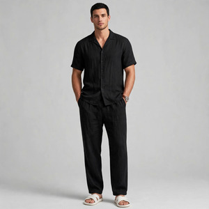 Survêtements grande taille pour hommes, 2 pièces, style streetwear Y2K, polyester/coton respirant, léger, élastique, été - Product Image 1