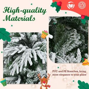 Albero di Natale Artificiale Realistico Innevato di 180 cm Pre-Illuminato con 300 Luci LED Multicolore e 8 Modalità di Lampeggio - Product Image 6