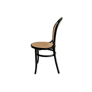 Black Bentwood Hotel <b>Dining</b> <b>Chair</b> with Rattan Seat Modern Wooden Backrest <b>Stackable</b> Tapered Legs for Restaurant Villa Events - Product Image 1