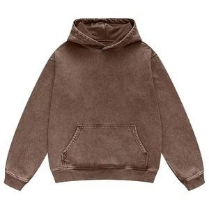 Sudadera con Capucha Marrón para Hombre, Corte Holgado, Informal, de Algodón Tejido, con Bolsillo Delantero, para Otoño - Product Image 4