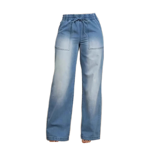 Pantalones Vaqueros de Mezclilla Rectos para Mujer, Estilo Nuevo, Cintura Alta, Pierna Ancha, Casual, Vintage, Lavado, Ajuste Holgado, Pantalones de Moda, Venta al por Mayor - Product Image 1