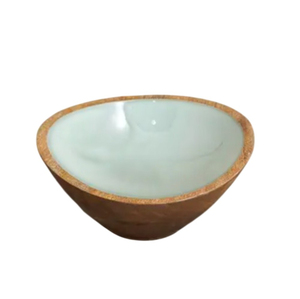 Wood Serving Bowl with <b>Grey</b> Ikat Enamel Inlay Eco-friendly Decorative Salad & Fruit Bowl for Home Decor and Farmhouse <b>Dining</b> - Product Image 4