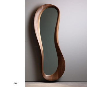 French-style Irregular-shaped Solid Wood Tempered Glass Full-length Mirror Wall-mounted Home Dressing Mirror for Bedroom - Product Image 6