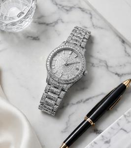 Reloj de Lujo con Diamantes, Acero Inoxidable, Cuarzo, para Hombre, Esfera de Cristal, Estilo Ejecutivo, Hip Hop, Regalo, Estilo Premium - Product Image 5