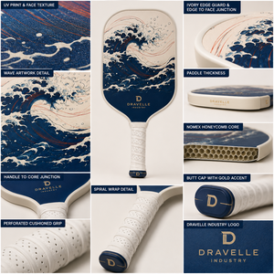 Pala de Pickleball de Fibra de Vidrio con Núcleo de Nomex de 13mm, Diseño Widebody, Impresión UV, Raqueta de Pickleball OEM - Product Image 6