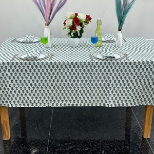 Handmade Modern Indian Block Print Floral Cotton Eco-Friendly Reusable Durable Washable Customizable <b>Square</b> <b>Tablecloth</b> Weddings - Product Image 5
