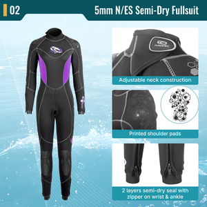 Traje de Neopreno Completo Aropec para Hombre, 5mm, Semi-Seco, Sin Costuras, Cuello Alto, Manga Larga, Cierre Trasero, Impermeable, para Buceo, Todas las Temporadas, OEM/ODM - Product Image 3