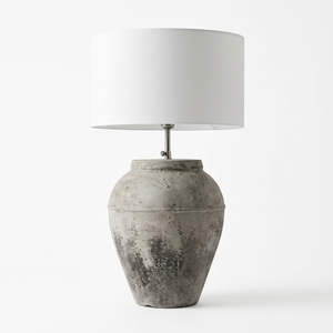 Lampe de table Baselamp 01 en céramique rustique crème, faite à la main, 30x40cm, décoration pour la maison, l'hôtel, Asie, Indonésie - Product Image 1