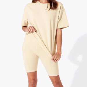 Prix d'usine Ensemble d'été pour homme de haute qualité 100% Coton Décontracté Rétro Délavé Épaules tombantes Coupe carrée Hauts courts à manches courtes - Product Image 6