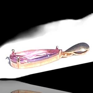 จี้รูปหยดน้ำประดับพลอยแซฟไฟร์สีชมพูทำมือสไตล์วินเทจ ตัวเรือนเงินแท้ 925 ชุบทองคำขาว 14K ดีไซน์หรูหรา เหมาะเป็นของขวัญ - Product Image 4